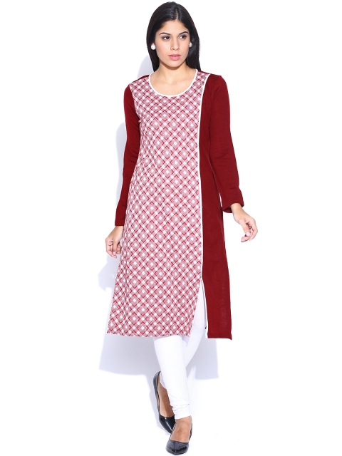 

Aurelia Maroon & Off-White Winter Kurta