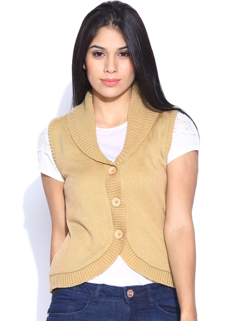 

Aurelia Beige Sleeveless Cardigan