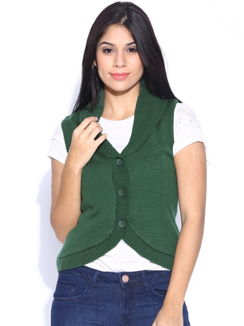 

Aurelia Green Sleeveless Cardigan