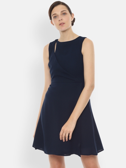 

Allen Solly Women Solid Navy Blue Fit and Flare Dress