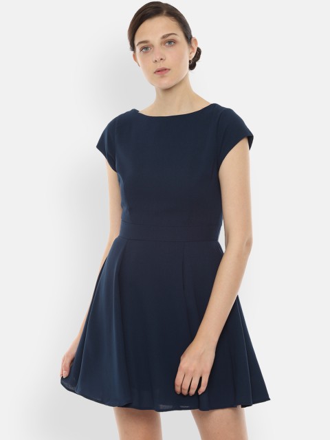 

Allen Solly Women Solid Navy Blue Fit and Flare Dress