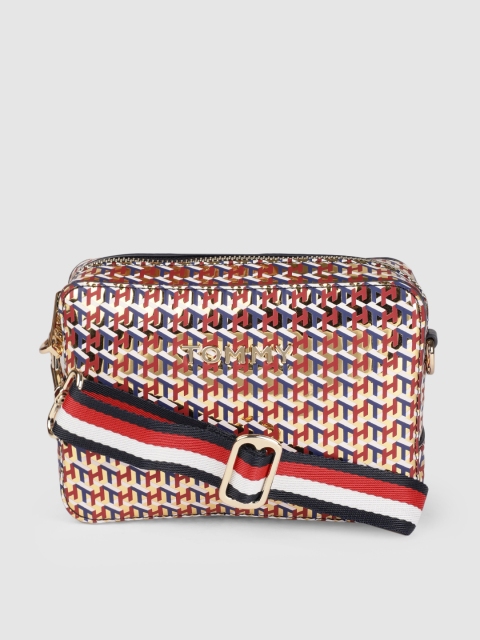 

Tommy Hilfiger Gold-Toned & Red Printed Sling Bag