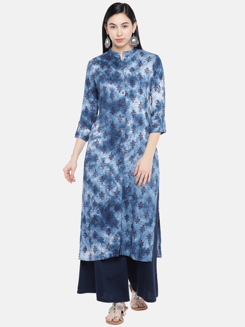 

Vbuyz Women Blue Printed Straight Kurta