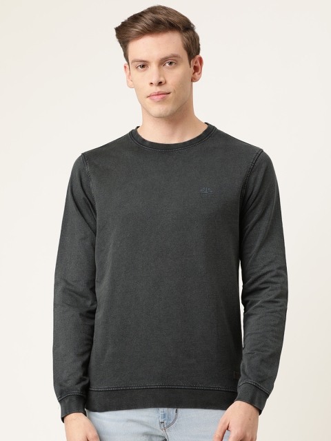 

Peter England Casuals Men Charcoal Grey Solid Sweatshirt