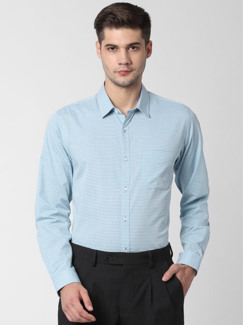 

Peter England Men Blue Slim Fit Self Design Formal Shirt