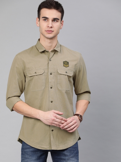 

Peter England Casuals Men Khaki Slim Fit Solid Casual Shirt