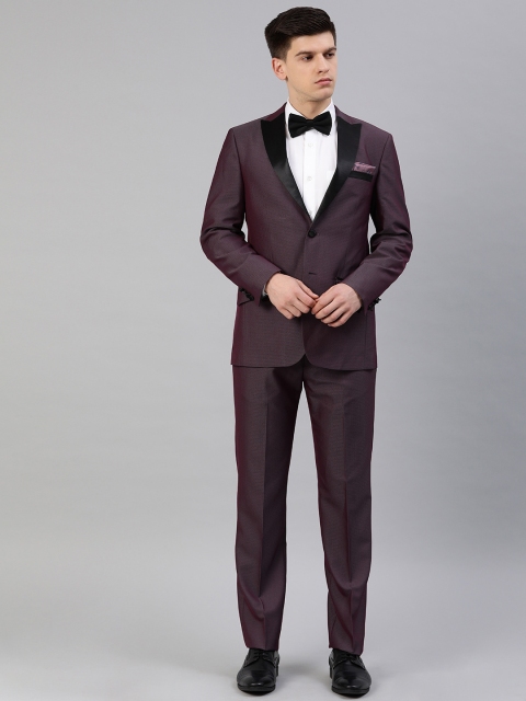 

Peter England Men Maroon Self-Design Single-Breasted Tailored Fit Party Suit
