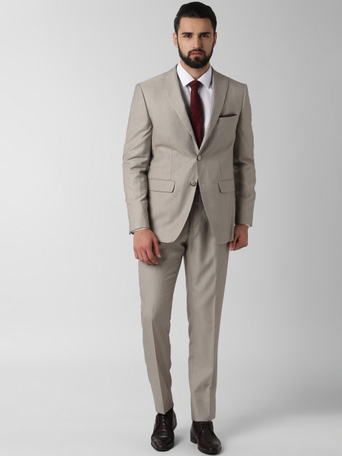 

Peter England Men Grey Solid Single-Breasted Slim Fit Formal Suit