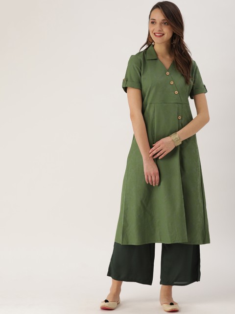 

ETIQUETTE Women Green Printed A-Line Kurta