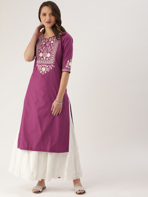 

ETIQUETTE Women Magenta Yoke Design A-Line Kurta
