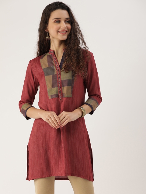 

ETIQUETTE Women Maroon Yoke Design Straight Kurta