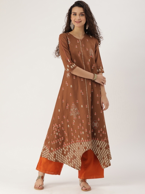 

ETIQUETTE Women Brown Printed A-Line Kurta