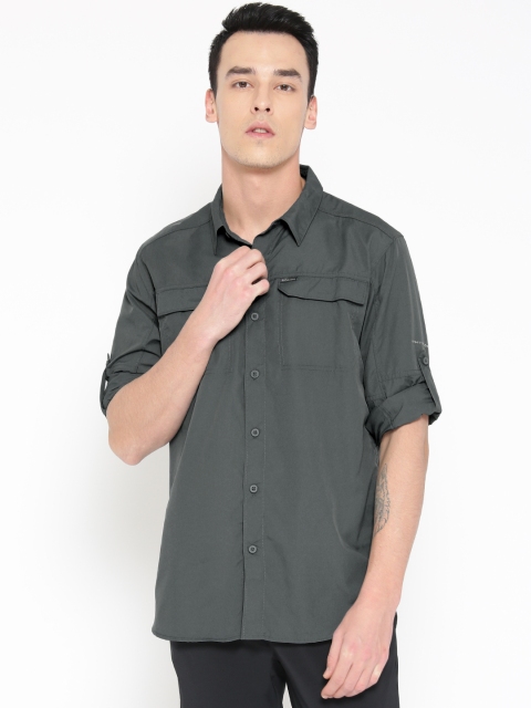 

Columbia Men Charcoal Grey Solid Silver Ridge 2.0 Outdoor Shirt