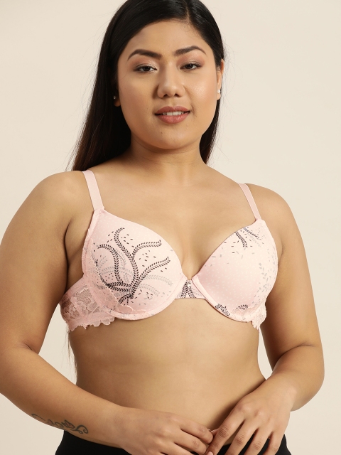 

Sztori Plus Size Pink GREY Printed Underwired Lightly Padded Everyday Bra WN17LE3475