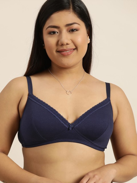 

Sztori Plus Size Navy Blue Solid Non-Wired Lightly Padded Everyday Bra