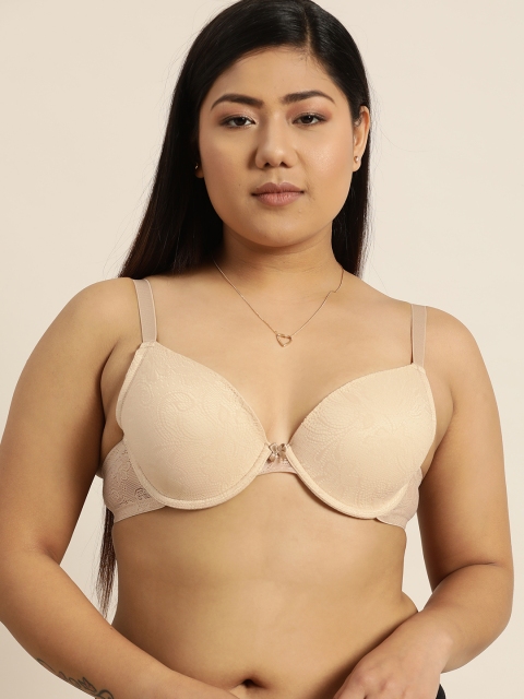 

Sztori Plus Size Beige Self Design Underwired Lightly Padded Everyday Bra