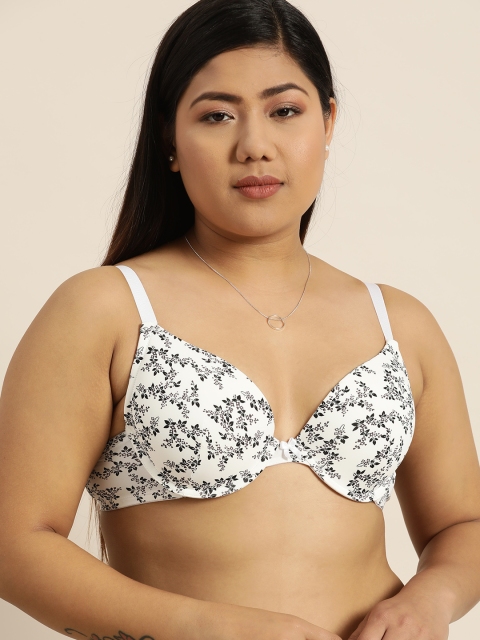 

Sztori Plus Size White Black Printed Underwired Lightly Padded Everyday Bra