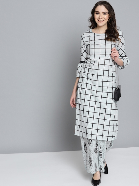 

HERE&NOW Women Grey & Black Printed Kurta with Palazzos