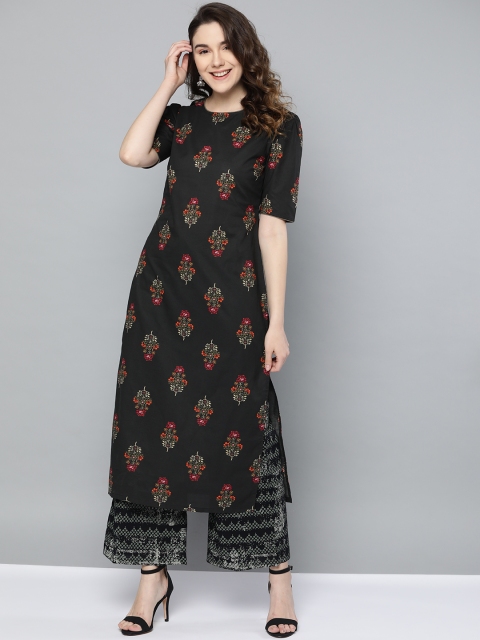 

HERE&NOW Women Black & Red Printed Kurta with Palazzos