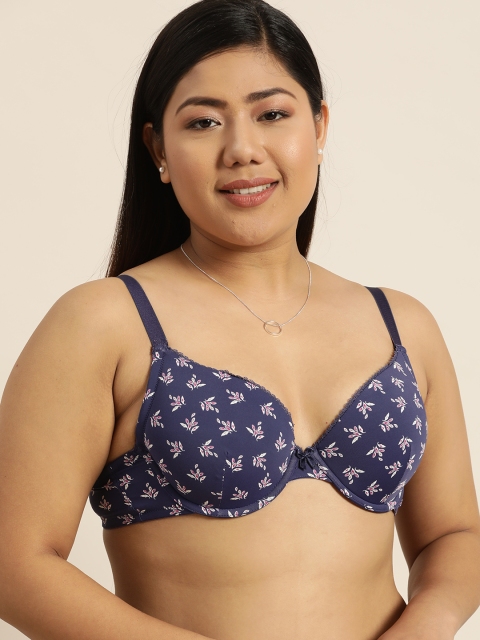 

Sztori Plus Size Purple White Printed Underwired Lightly Padded Everyday Bra SU192PKFBRA14