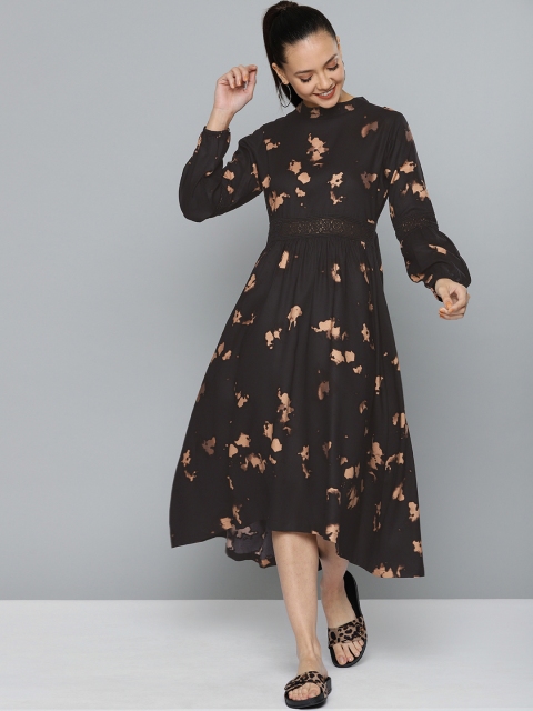 

HERE&NOW Women Printed Black Fit and Flare Dress