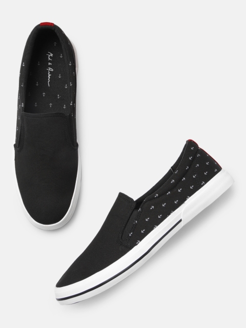

Mast & Harbour Men Black Printed Slip-On Sneakers