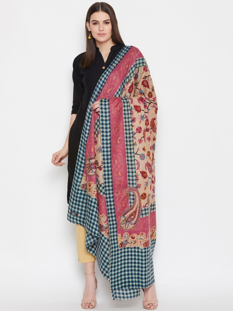 

WEAVERS VILLA Women Beige & Red Woollen Printed Shawl