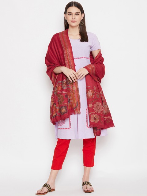 

WEAVERS VILLA Women Maroon Hand Embroidered Shawl