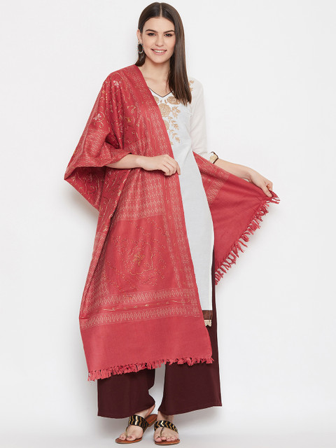 

WEAVERS VILLA Women Pink & Beige Woven Design Shawl