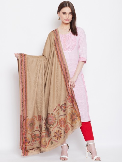 

WEAVERS VILLA Women Beige & Maroon Woven Design Shawl