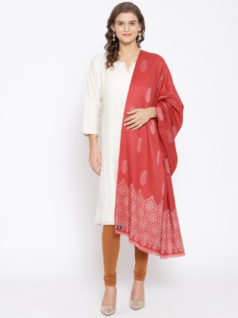 

WEAVERS VILLA Women Red Woven Design Shawl