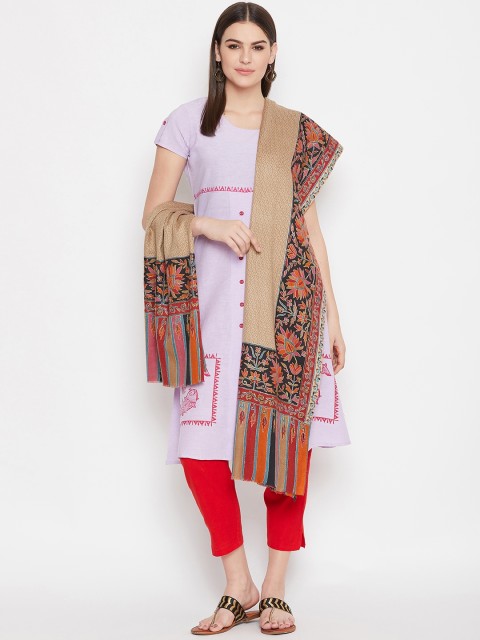 

WEAVERS VILLA Women Beige & Orange Woven Design Shawl