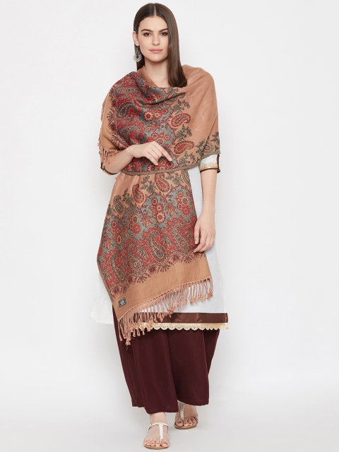 

WEAVERS VILLA Women Beige Woven Design Shawl