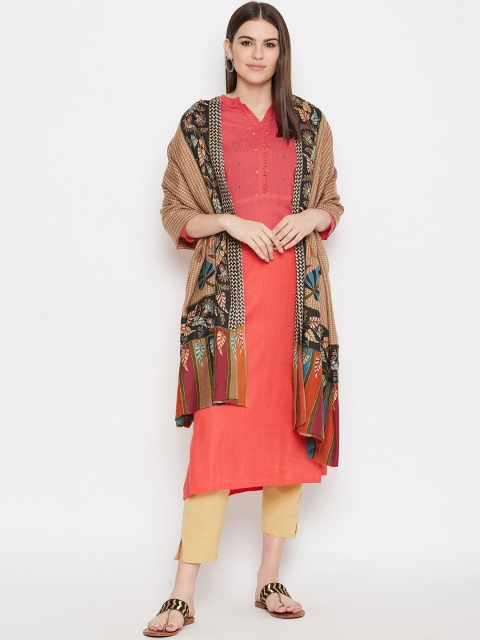 

WEAVERS VILLA Women Beige & Black Checked Shawl