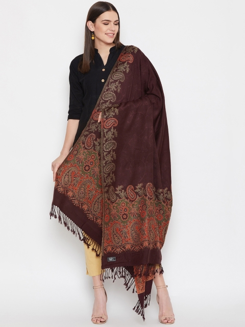 

WEAVERS VILLA Women Coffee Brown Solid Shawl