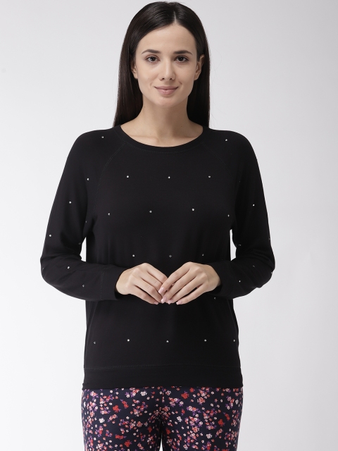 

Marks & Spencer Women Black Embellished Lounge T-shirt