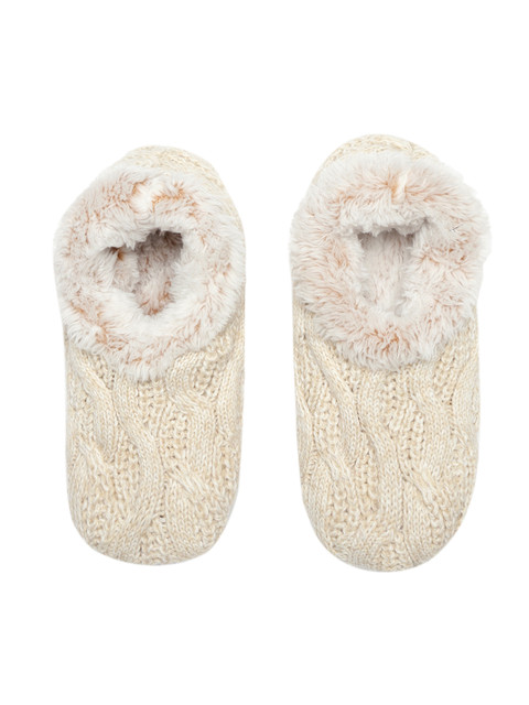

Marks & Spencer Women Beige Cable Knit Fleece Lined Slipper Socks