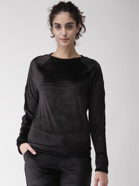 

Marks & Spencer Women Black Solid Fleece Lounge Top