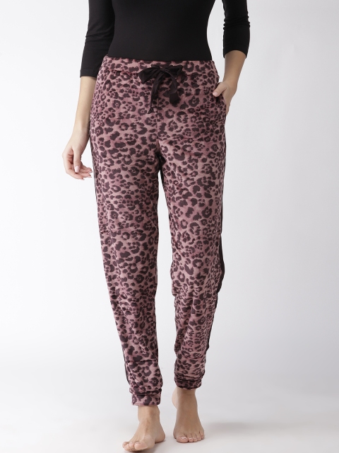 

Marks & Spencer Women Dusty Pink & Coffee Brown Leopard Print Lounge Joggers