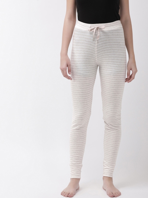 

Marks & Spencer Women Beige & Off-White Striped Lounge Pants