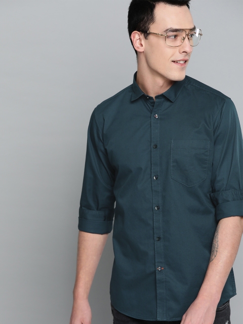 

Mast & Harbour Men Teal Blue Regular Fit Solid Casual Shirt