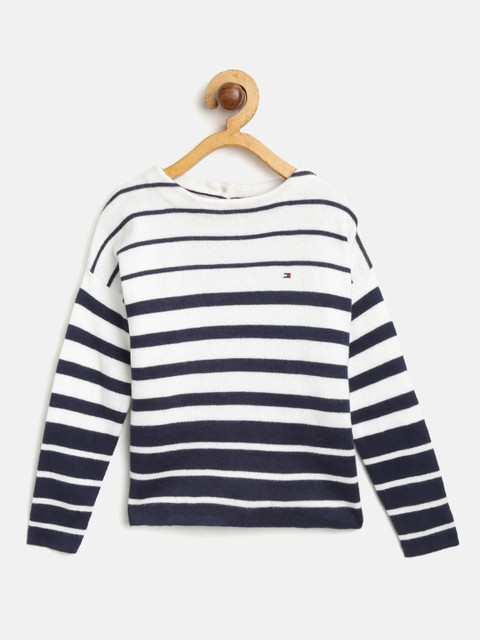 

Tommy Hilfiger Girls Navy & White Striped Sweater, Navy blue