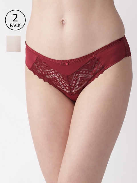 

Marks & Spencer Women Pack of 2 Solid Basic Briefs T818083A, Maroon
