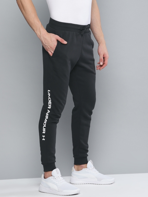 

UNDER ARMOUR Men Black Rival Fleece Wordmark Logo Solid Joggers