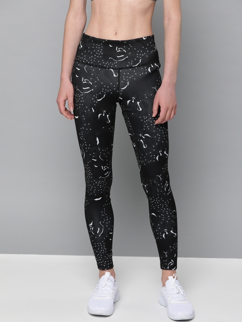 

UNDER ARMOUR Women Black & White Printed ColdGear Compression Doubleknit Tights