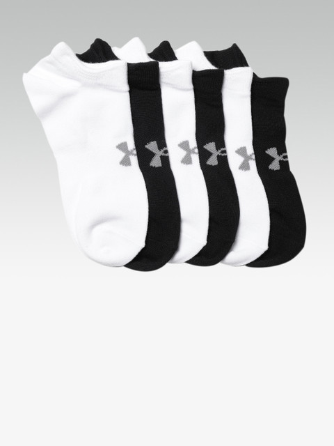 

UNDER ARMOUR Women Pack of 6 Solid Essentials No Show Ankle Length Socks, Black