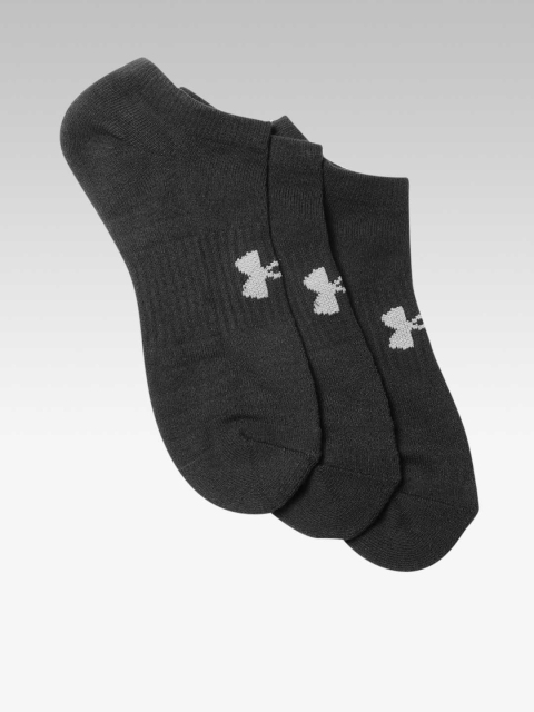 

UNDER ARMOUR Pack of 3 Black Solid No Show Ankle Length Training Socks