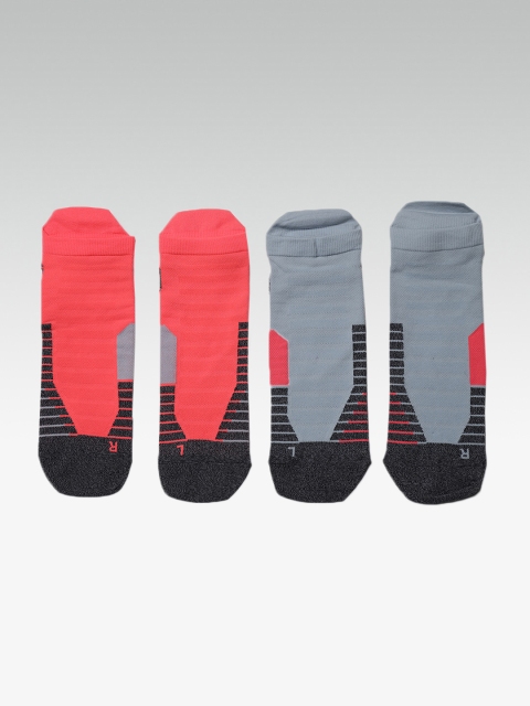 

UNDER ARMOUR Pack of 2 Striped Cushion No Show Tab Running Socks, Coral