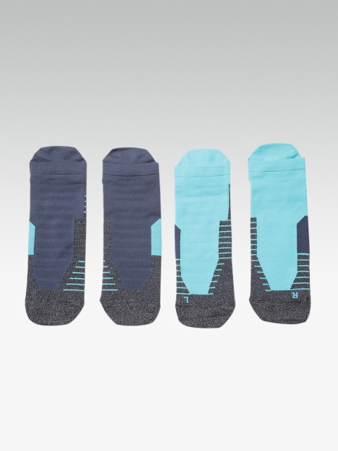 

UNDER ARMOUR Pack of 2 Striped Cushion No Show Tab Running Socks, Blue