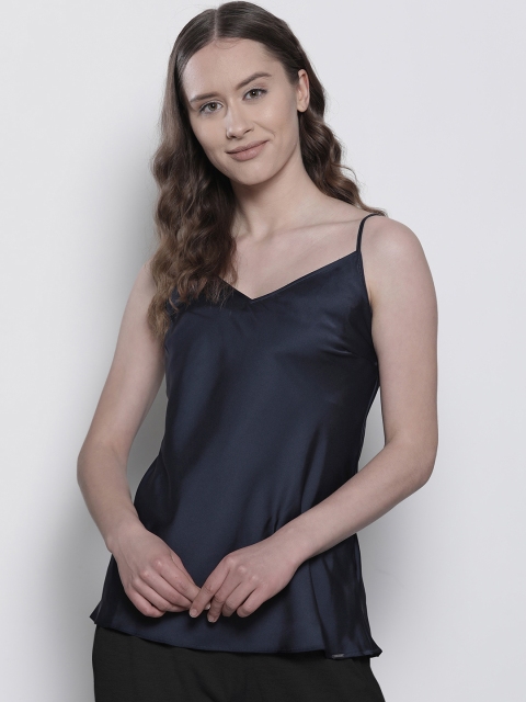 

Marks & Spencer Women Navy Blue Satin Finish Camisole